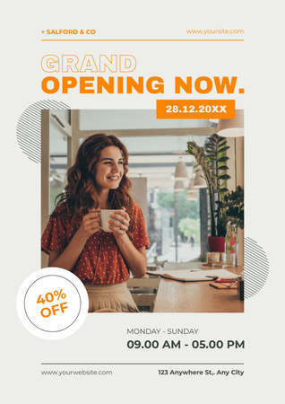 Kahve Dükkanı Açılış Reklam Düzeni Poster Tasarım Şablonu