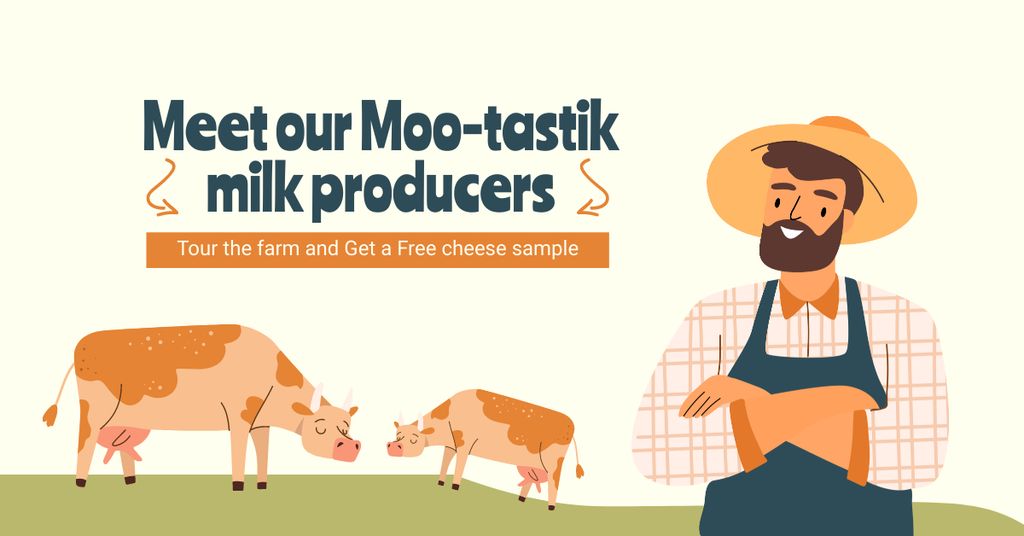 Fantastic Milk Products from Farm Facebook AD Šablona návrhu