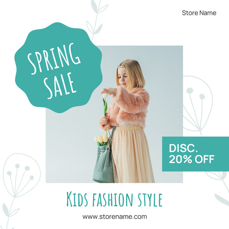 Spring Sale Kids Fashion Instagram AD Design Template
