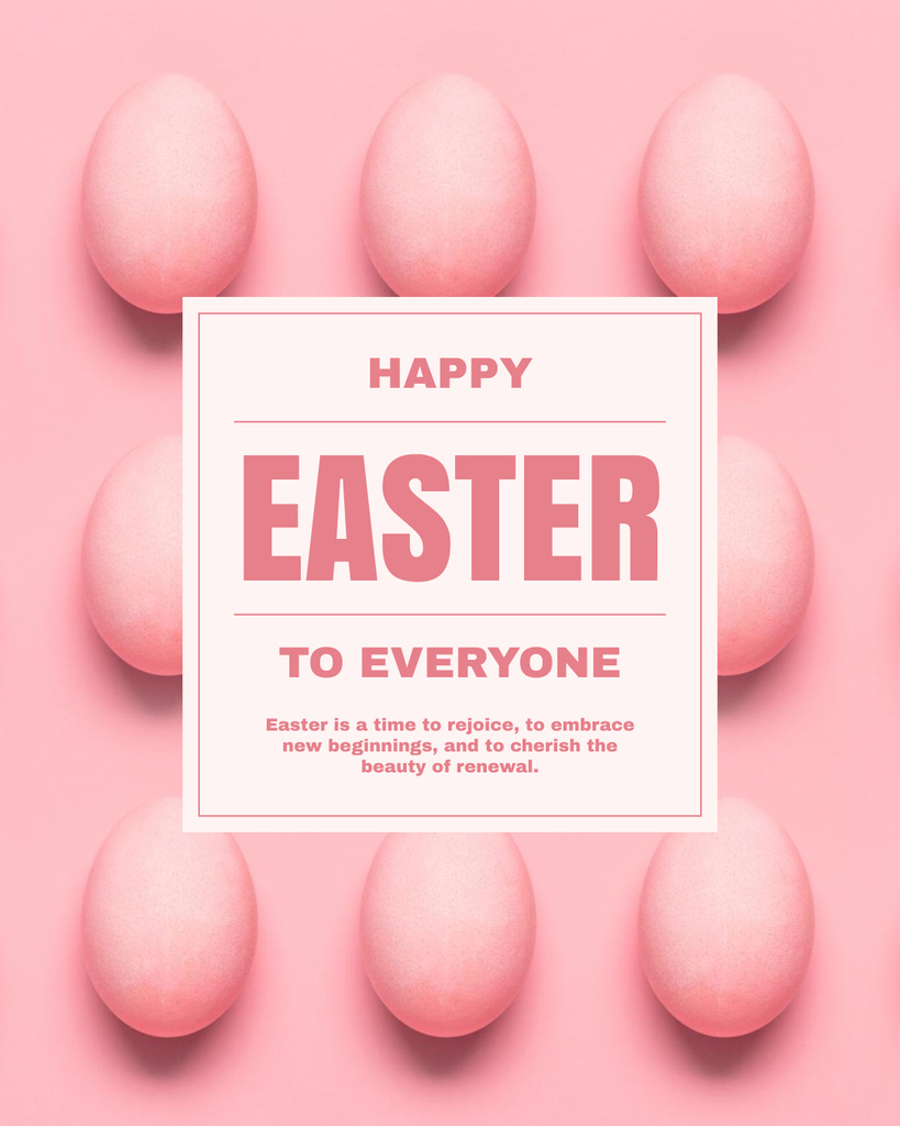 Easter Greeting with Pink Eggs in Rows Instagram Post Vertical tervezősablon