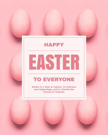 Easter Greeting with Pink Eggs in Rows Instagram Post Vertical Design Template