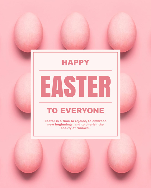 Modèle de visuel Easter Greeting with Pink Eggs in Rows - Instagram Post Vertical