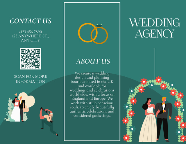 Wedding Planner Agency Ad Brochure 8.5x11in Modelo de Design