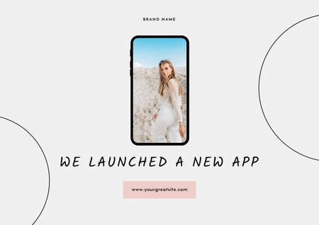 Fashion App with Stylish Woman on screen Poster A2 Horizontal Design Template