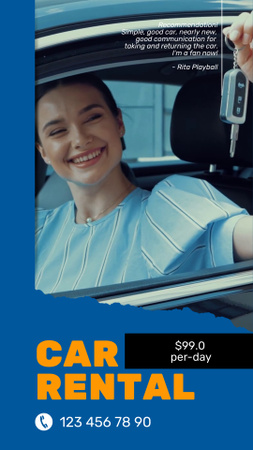 Young Woman Smiling Showing New Car Keys Facebook Video Story Design Template