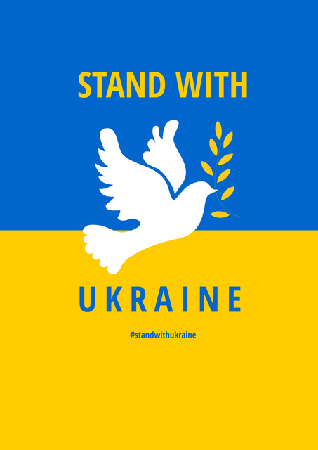 Pigeon with Phrase Stand with Ukraine Poster – шаблон для дизайну