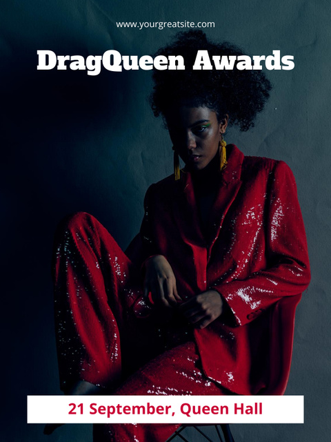 Designvorlage Award Announcement with Woman in Costume für Poster US
