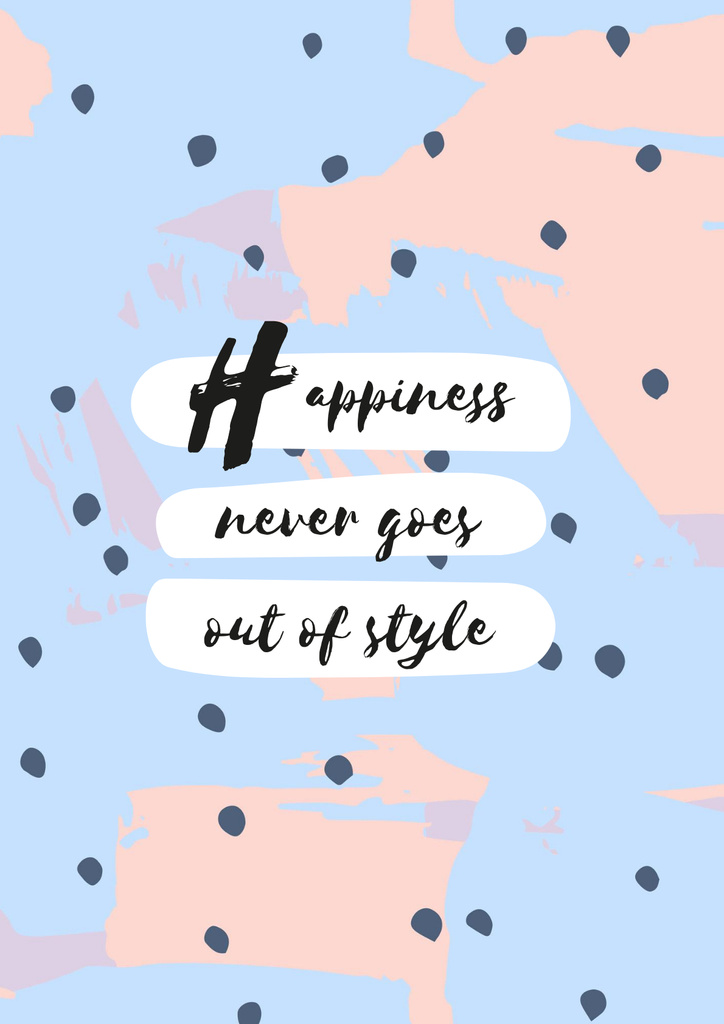 Ontwerpsjabloon van Poster van Happiness Quote on blue pattern