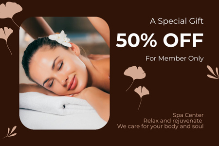 Special Spa Center Offer for Members Gift Certificate Design Template