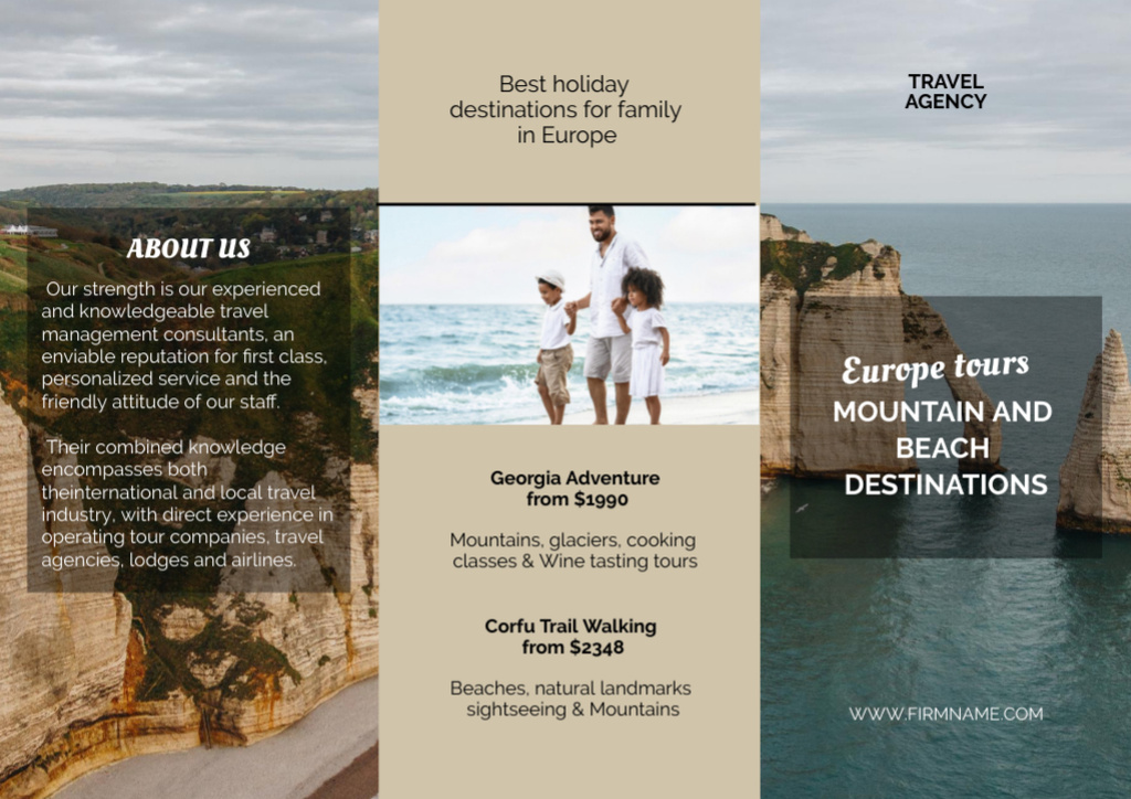 Travel Tour Offer with Beautiful Coast Brochure Din Large Z-fold – шаблон для дизайну