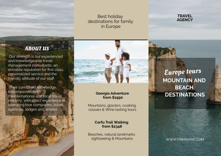 Travel Tour Offer with Beautiful Coast Brochure Din Large Z-fold tervezősablon
