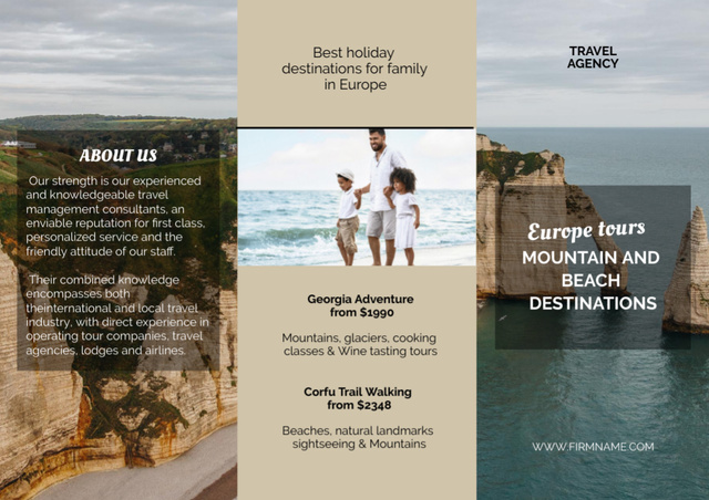 Travel Tour Offer with Beautiful Coast Brochure Din Large Z-fold Design Template
