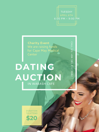 Smiling Woman at Dating Auction Poster US Design Template