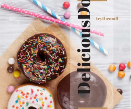 Ontwerpsjabloon van Medium Rectangle van Advertisement of delicious donuts