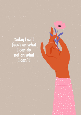 Mental Health Inspiration with Woman holding Flower Poster A3 – шаблон для дизайна