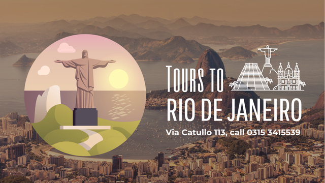 Tour Invitation with Rio Dew Janeiro Travelling Spots Full HD videoデザインテンプレート