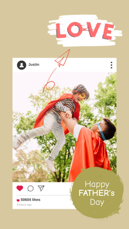 Plantilla de diseño de día del padre con los padres sosteniendo al niño Instagram Video Story 