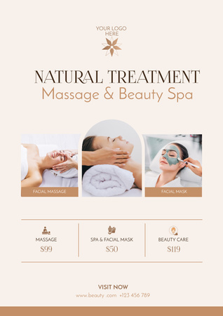 Ontwerpsjabloon van Poster van massage en spa salon