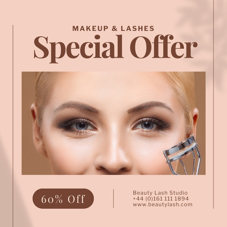 Special Offer for Eyelash and Makeup Services Instagram Design Template