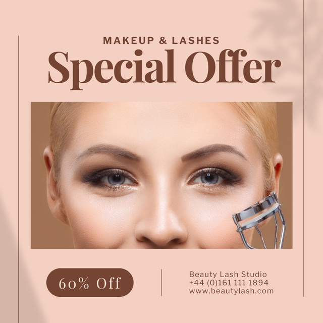 Special Offer for Eyelash and Makeup Services Instagramデザインテンプレート