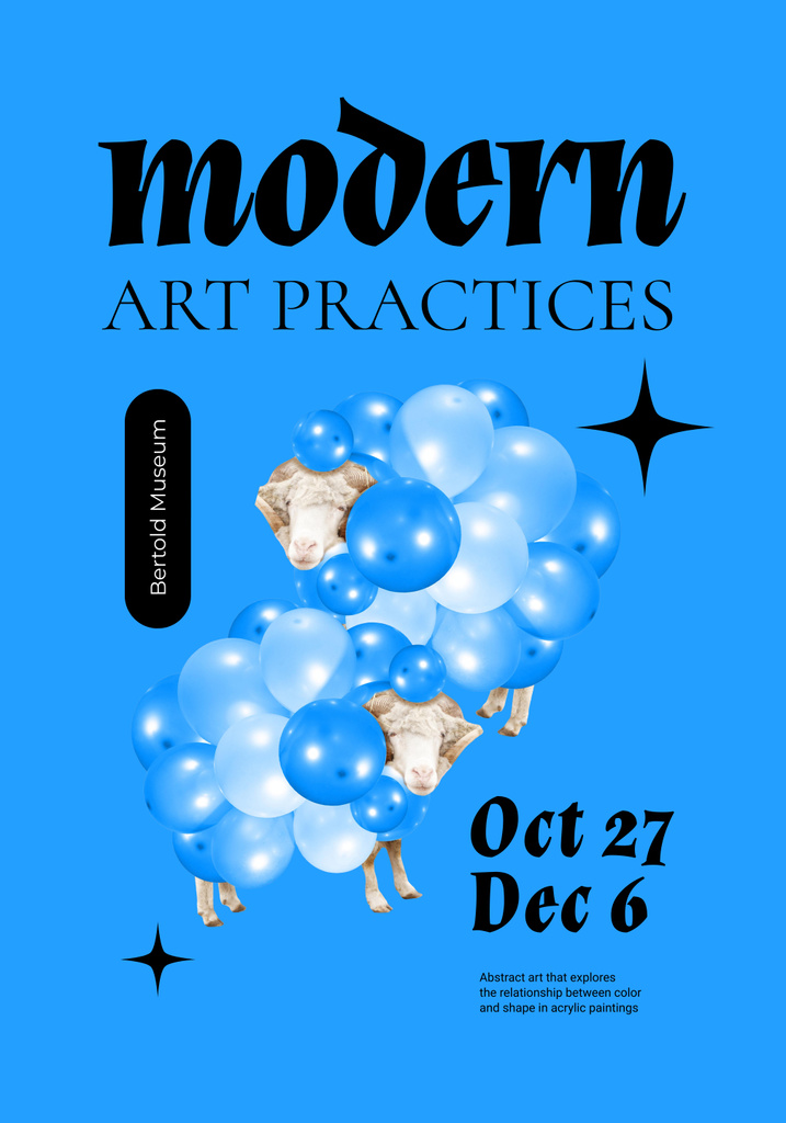 Modern Art Practices Announcement with Blue Balloons Poster 28x40in – шаблон для дизайна