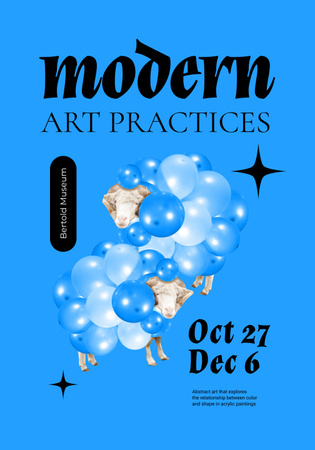 Modern Art Practices Announcement with Blue Balloons Poster 28x40in Tasarım Şablonu