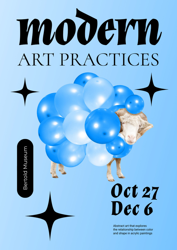 Modern Art Practices Ad with Inflatable Flower Posterデザインテンプレート