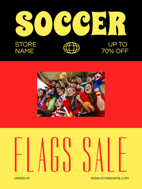 Soccer Flags Sale Offer Poster US Design Template