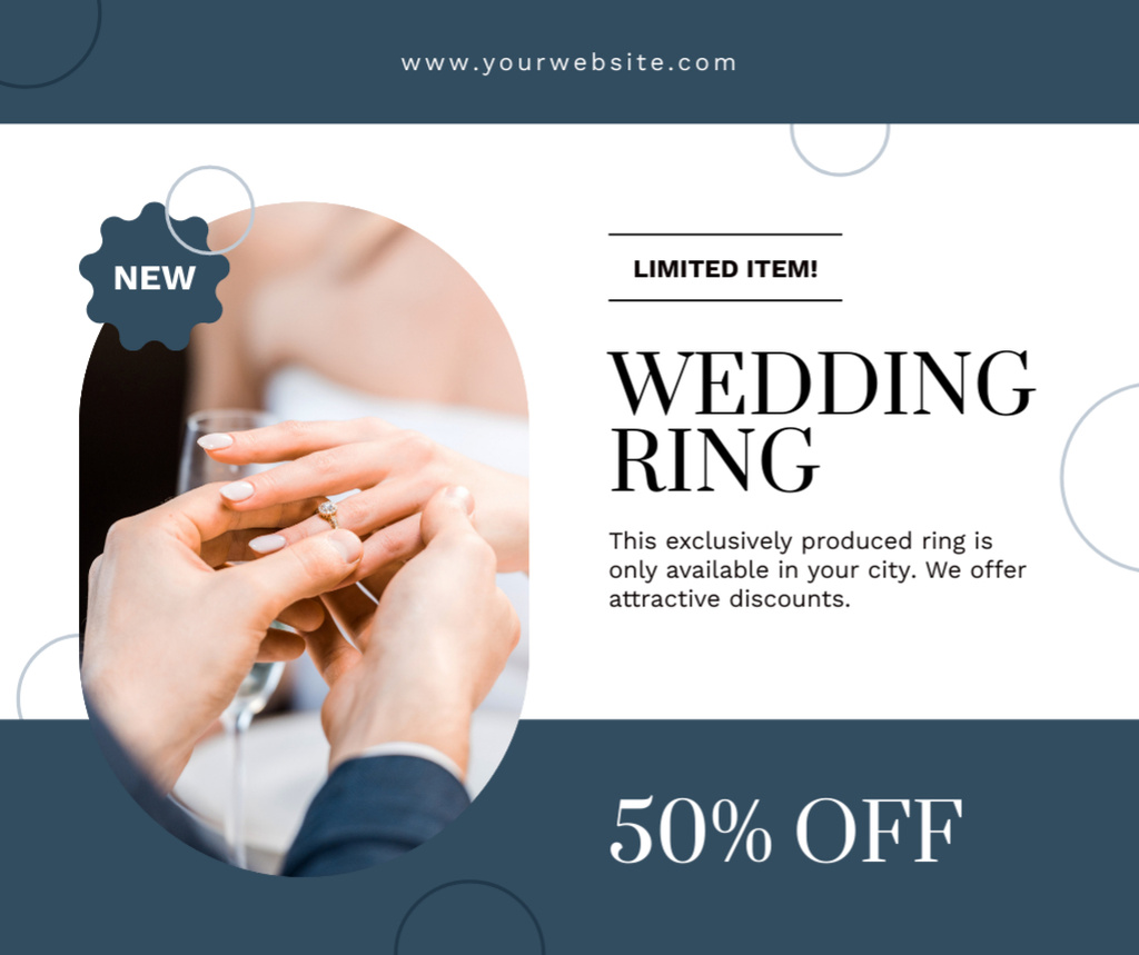 Template di design Discount on New Collection of Wedding Rings Facebook