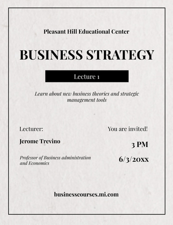 Business and Economics Strategy Lectures Invitation 13.9x10.7cm Design Template