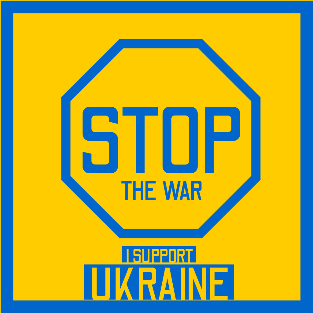 Ontwerpsjabloon van Logo van I Support Ukraine on Yellow and Blue