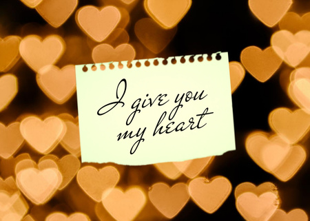 Loving Phrase With Hearts Bokeh Postcard 5x7in tervezősablon