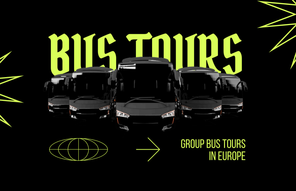 Luxurious Bus Travel Excursions Promotion For Groups Business Card 85x55mm Πρότυπο σχεδίασης