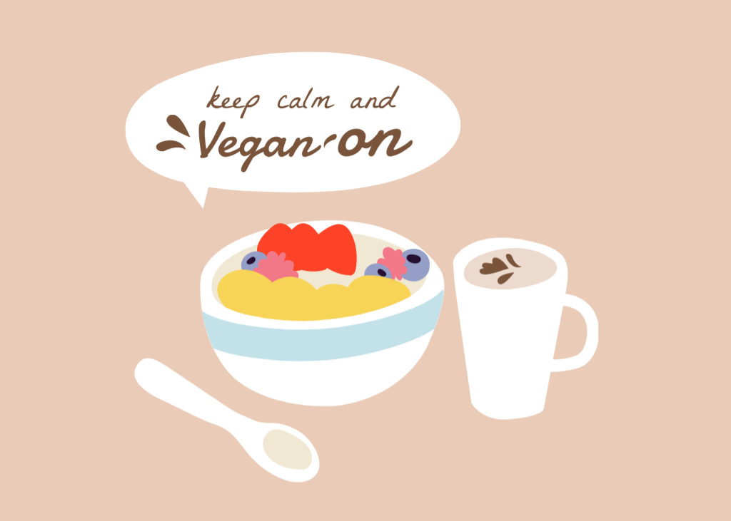Plantilla de diseño de Fruits And Berries In Dish For Vegan Lifestyle Concept Postcard 5x7in 