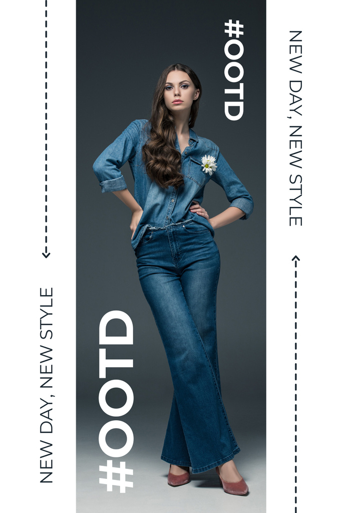 Stylish Denim Outfit For Day With Social Media Trends Pinterest Design Template