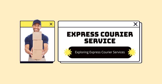 Express Courier Services to Order Online Facebook AD Tasarım Şablonu