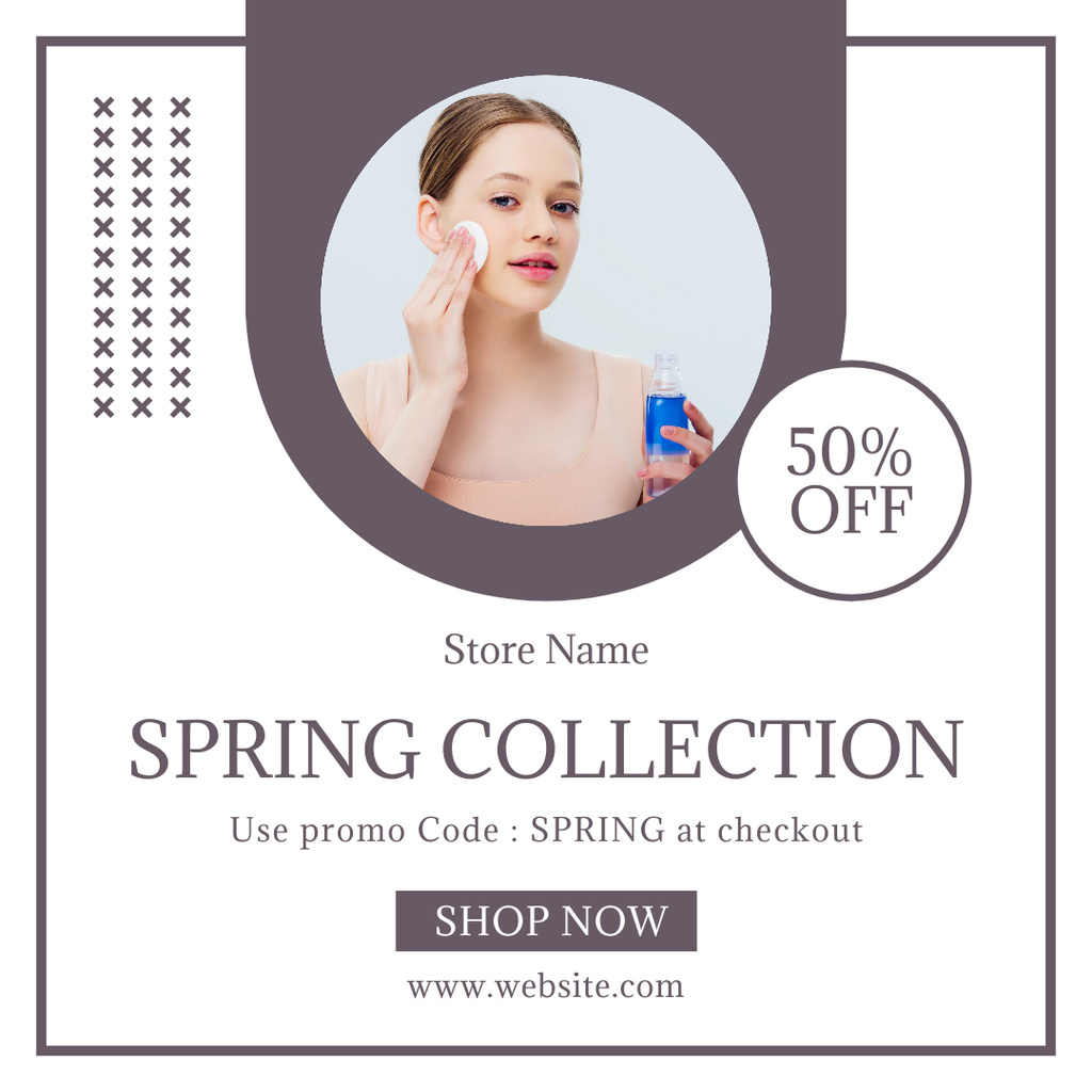 Spring Collection of Facial Serums and Creams Instagram AD Design Template