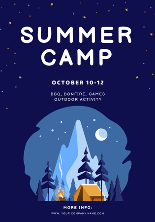 Summer Camp Invitation with Mountain Poster 28x40in Design Template