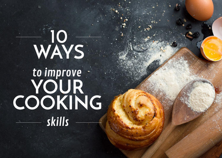 Cooking Skills Tips with Baked Bun Flyer A6 Horizontal tervezősablon