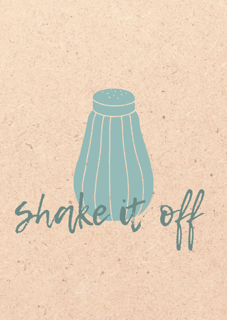 Designvorlage Funny Phrase With Salt Shaker Illustration für Postcard A6 Vertical