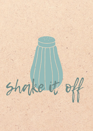 Funny Phrase With Salt Shaker Illustration Postcard A6 Vertical Design Template
