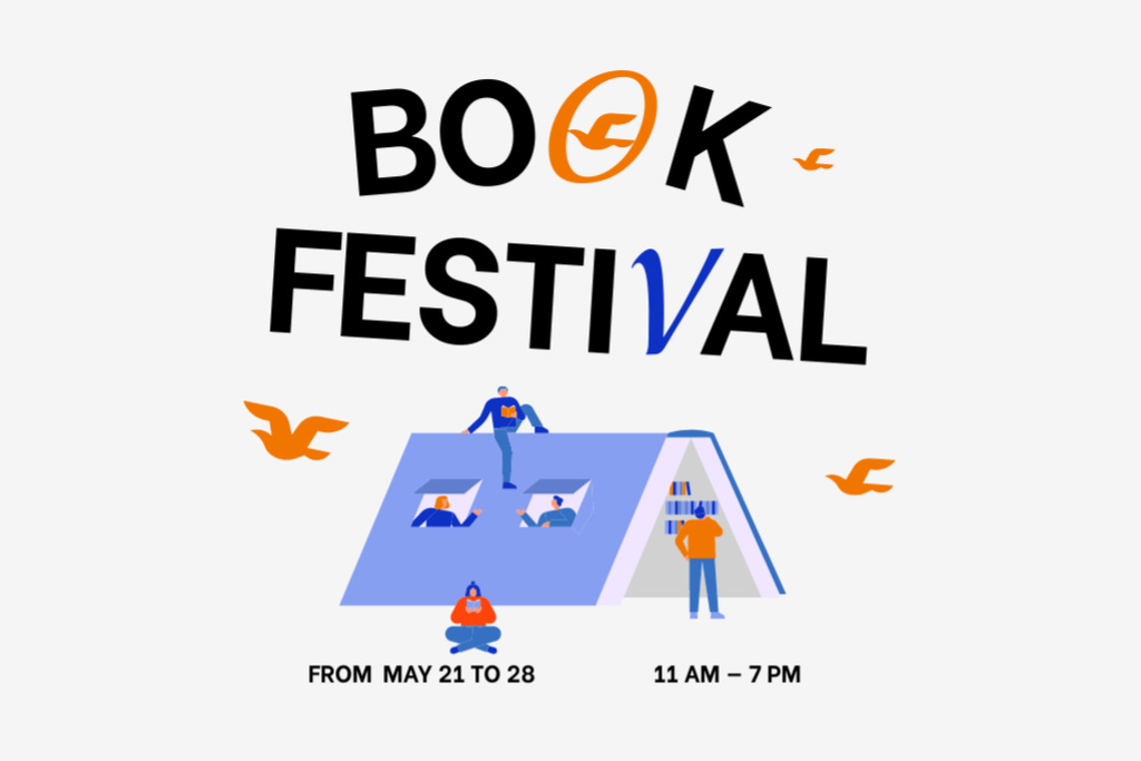 Immersive Book Festival Announcement Release Flyer 4x6in Horizontal Design Template