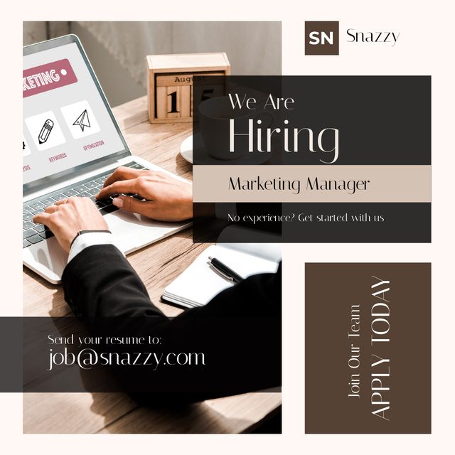We Are Hiring Marketing Manager Instagram Design Template