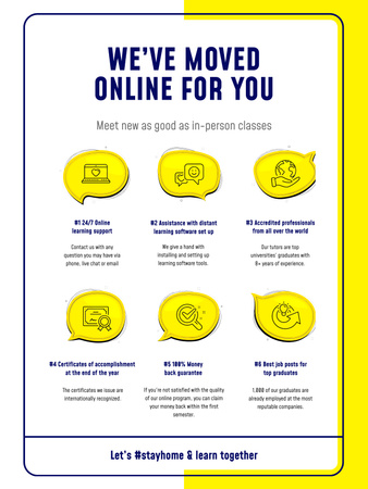 Plantilla de diseño de Beneficios de los cursos de educación en línea Poster US 