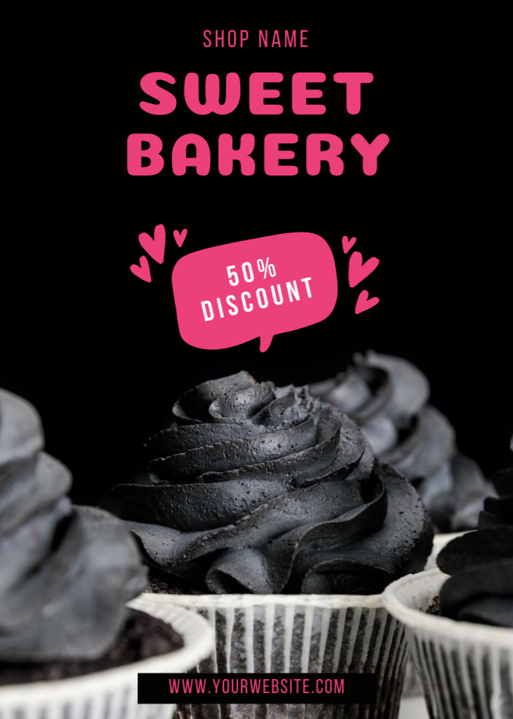 Bakery's Discount Ad on Black Flayer Πρότυπο σχεδίασης