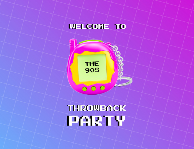 Spectacular Party Event with Tamagotchi Toy Flyer 8.5x11in Horizontal Design Template