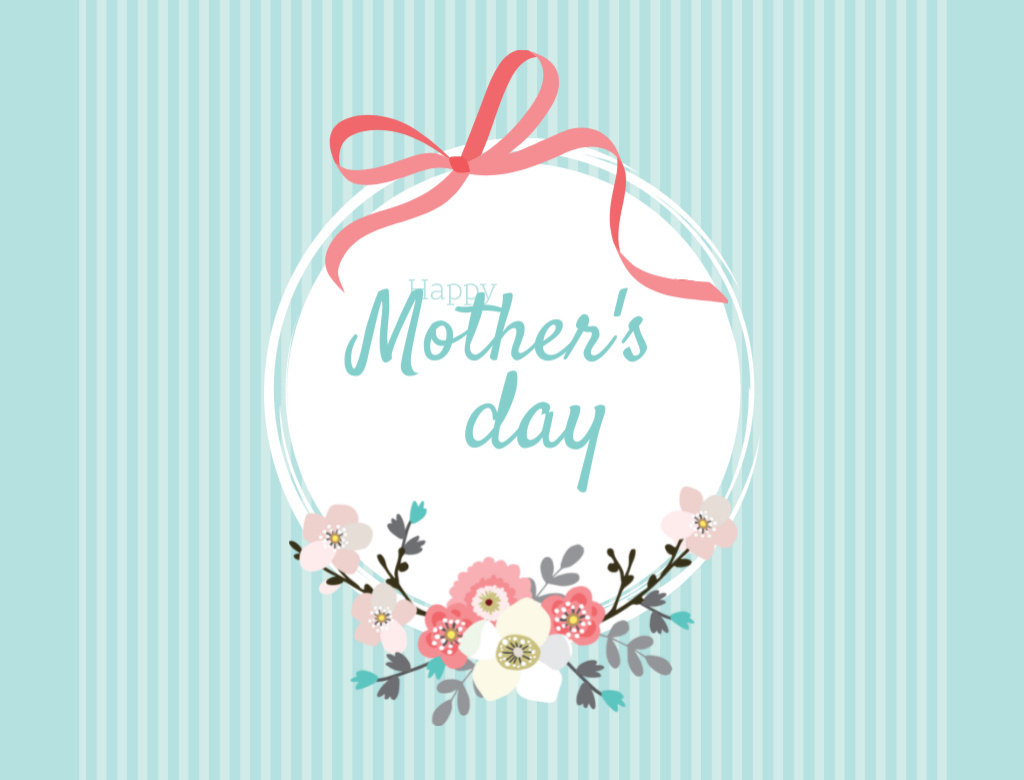 Designvorlage Happy Mother's Day Greeting With Tender Ribbon für Postcard 4.2x5.5in
