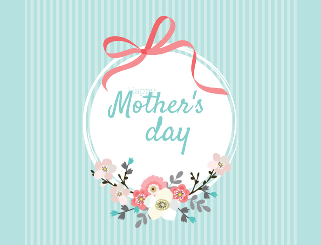 Happy Mother's Day Greeting With Tender Ribbon Postcard 4.2x5.5in – шаблон для дизайну