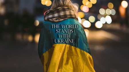 World Stands with Ukraine Zoom Background Design Template