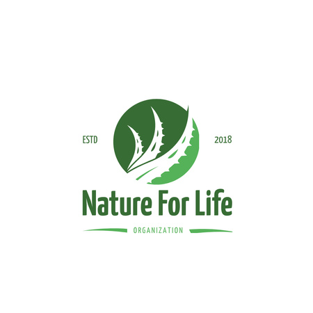 Template di design Ecological Organization with Leaf in Circle in Green Logo 1080x1080px